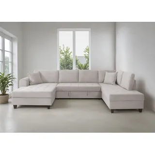 trends by hg "Moritz U-Form, B: 324 cm", mit Bettfunktion, Bettkasten & Zierkissen, b803 zoom 19 dove,