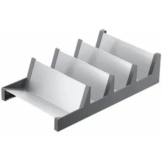 Unyqoos® Küchenorganizer für Kräuter & Gewürze – oriongrau mattes Kunststoff mit Edelstahl, Schubladeneinsatz für bis zu 16 Gewürzgläser, schräge Fächer - Silber