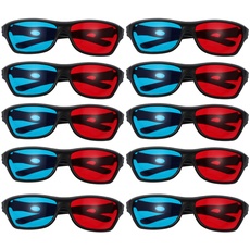 MILISTEN 10Pcs Aktive Shutter 3D Gläser Rot Blau 3D Stil Brille Einfache Design für Anaglyph Stereoskopischen 3D TV Movie Game Filme Projektor Licht