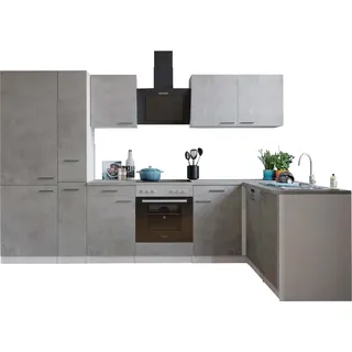 Respekta Winkelküche Malia L-Form 310 cm grau, weiß