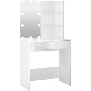 vidaXL Schminktisch mit LED Hochglanz-Weiß 74,5x40x141 cm - Weiß