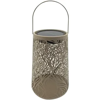Dehner Solar-Laterne Olea Ø20 x H32 cm – LED Gartenleuchte, warmweiß, Solarbetrieb, Dämmerungssensor, Metall & Kunststoff, braun
