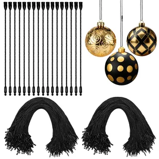 AUGSUN 200 Stück Haken für Weihnachtsbaumschmuck, Christbaumkugel Haken Weihnachtskugeln Aufhänger mit Druckknopf Kugelaufhänger für Christbaumkugeln für Weihnachten Hängend Dekor Schwarz