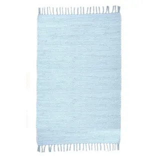 THEKO | Dhurry Teppich aus 100% Baumwolle Flachgewebe Teppich Happy Cotton | handgewebt | Farbe: Hellblau | 60x120 cm