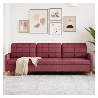 vidaXL 3-Sitzer-Sofa Weinrot 210 cm Stoff - Rot