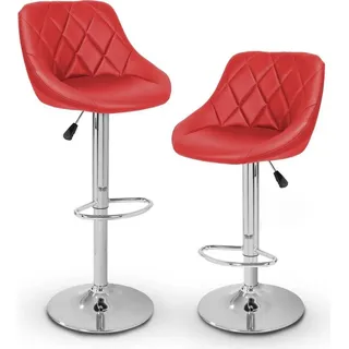 TRESKO 2er Set Barhocker Barstuhl Tresenhocker Küchenhocker Hocker Loungesessel 2x rot - TRESKO
