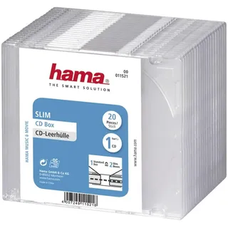 Hama CD-Leerhülle, 20er-Pack, Slim, Höhe 5,2mm | CD-Schutzhülle weiß