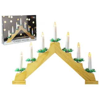 Weihnachtsdekoration Holz 40cm Batterie LED 7 Licht Kerzenbrücke - Warmes Weiß