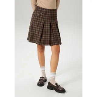 Faltenrock ANISTON CASUAL, Damen, Gr. 34, braun (dunkelbraun, hellbraun, kariert), Web, Obermaterial: 63% Polyester, 34% Viskose, 3% Elasthan. Futter: 100% Polyester, kariert, A-Linie kniefrei, Röcke Faltenrock, mit Zierreißverschluss im Vorderteil