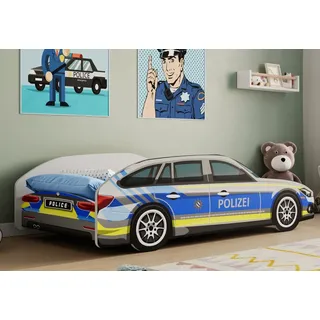 Kids Collective Jugendbett Autobett Polizei 80 x 160 cm Holz blau