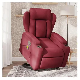vidaXL Massagesessel mit Aufstehhilfe Weinrot Stoff