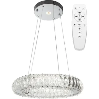 tooLight Pendellampe App1040-Cp Kristall Led + Fernbedienung Runden 2-Lichtquelle 40W 39X39X6,5-85Cm Einstellbar - Silber