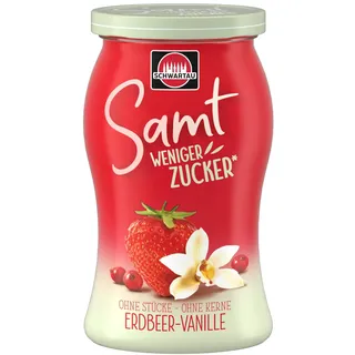 Schwartau Samt Weniger Zucker Erdbeer-Vanille, zuckerreduzierter Fruchtaufstrich, 255g
