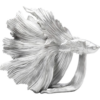 Kare Design Deko Figur Betta Fish, Silber, Handgefertigt, Kleines Deko Objekt, Fisch Motiv, Wohnzimmerdekoration, Statue, 37x34x14cm (H/B/T)