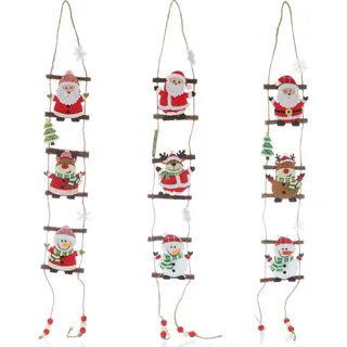 com-four® 3X Hängedeko für Weihnachten - Hängefiguren aus Filz - Schneemann, Weihnachtsmann und Rentier zum Aufhängen an Wand und Fenster (3 Stück - Hängedeko)