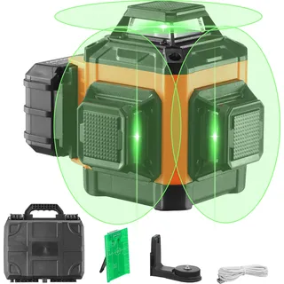 VEVOR Kreuzlinienlaser 30m Lasernivellier Selbstnivellierend Linienlaser 520nm±10nm Laserwellenlänge Baulaser ±0,28cm bei 10m Kreuzlaser ±3° 8 Std Dauerarbeitszeit inkl. Lithiumbatterie Typ-C-Leitung