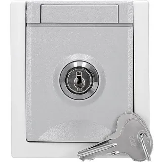HHG Schuko-Steckdose abschließbar Grau 1 St.
