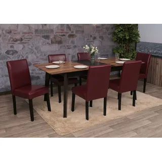 6er-Set Esszimmerstuhl Stuhl Küchenstuhl Littau Kunstleder, rot, dunkle Beine - Rot
