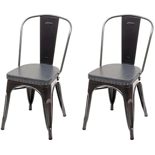 Mendler Esszimmerstuhl HWC-H10e Kunstleder schwarz-grau 2er Set