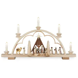 Schwibbogen Christi Geburt mit Krippe natur elektrisch beleuchtet Lichterbogen