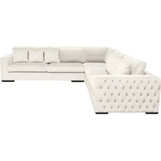 Ecksofa Creme Eckgarnitur Polster Samt Stoff Möbel Design Wohnlandschaft Couch
