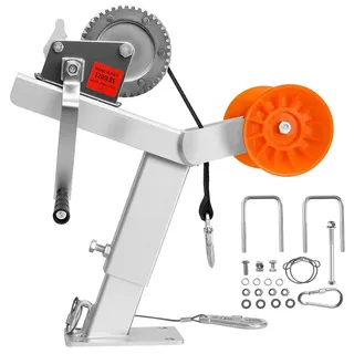 Vevor Bootszubehör Bootsanhänger-Sitz mit Rolle 544kg Winde 51mm x 7,6m Windengurt Silber