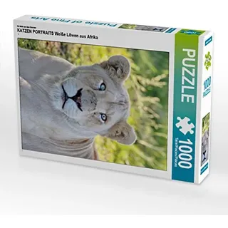Calvendo Verlag GmbH CALVENDO Puzzle Ein Motiv aus dem Kalender Katzen Portraits Weiße Löwen aus Afrika 1000 Teile Lege-Größe 64x48cm Foto-Puzzle für glückliche Stunden