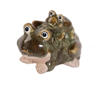 Froschfigur Gartendeko 10/11 cm , Dunkelgrün , Keramik , 10x11x6.6 cm , Dekoration, Dekofiguren & Skulpturen, Dekotiere