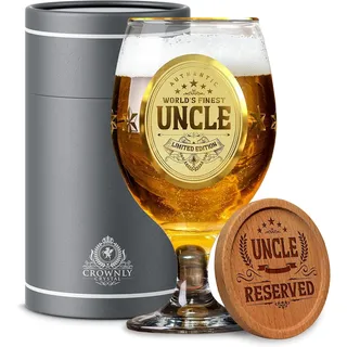CROWNLY CRYSTAL® Onkel Geschenk Onkel Personalisierte Geschenke Bierglas Mit Gravur Geburtstagsgeschenk für Männer Weihnachtsgeschenke für Männer Geschenke Geschenkideen Geburtstag