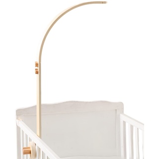 Mobile Halterung Holz für Babybett, Mobile Halterung Wickeltisch für Kinderzimmer-Dekoration, Angepasst Mobile Halter Gestell Stange für Aufhängung Windspiele Bettglocke, Baby Bett Spielzeuge(Gebogen)