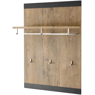Furn.Design Garderobenpaneel Kastanie grau Fresco , Flur Wandgarderobe, 80 x 107 cm , Kastanienfarben, Grau , Holzwerkstoff , Nachbildung,Kastanie , Uni , 80x107x25 cm , Garderobe, Garderobenpaneele