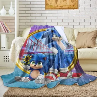 Herren Sonic the Hedgehog Decke Miles Knuckles Klimaanlage Schlafdecke Fleece Blanket - Sonic 03 - 100x150cm