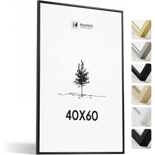Heimlich® - Bilderrahmen - 40x60 cm, Aluminium-Metall, Schwarz - Mittlerer DIY-Collage-Rahmen mit Kunststoffabdeckung - Nur zur Wandmontage