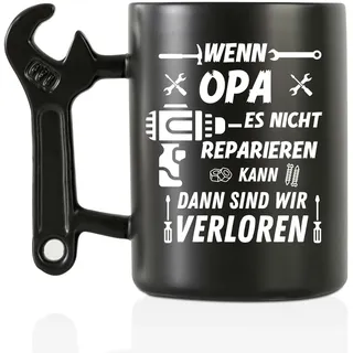 Onebttl Opa Geschenke Kaffeetasse mit Schraubenschlüssel Griff, Geschenke für Opa vom Enkel, 400ML lustige Keramiktasse für Geburtstag, Weihnachten, Vatertag