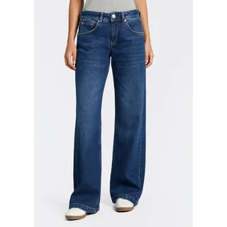 Straight-Jeans HERRLICHER "Edna Denim", Damen, Gr. 26, Länge 32, blau (schwarz), Denim/Jeans, Obermaterial: 99% Baumwolle, 1% Elasthan, straight fit lang, Jeans Straight-Jeans, unten leicht ausgestellt, High Waist