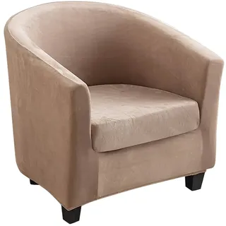 Meigeh Sesselbezug Samt Sesselschoner 2 Stück Sesselhusse Stretch Sesselüberwurf Schonbezüge Cocktailsessel für Tullsta Stuhl Braun