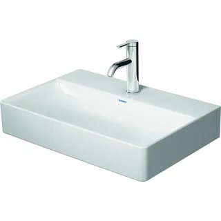 Duravit Waschtisch COMPACT DURASQUARE ohne Überlauf, mit Hahnlochbank, 600 x 400 mm ohne Hahnloch weiß - Silber