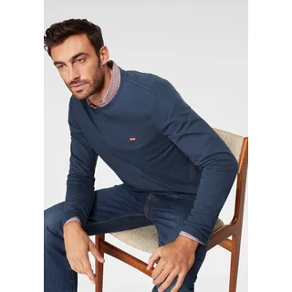 Langarmshirt LEVI'S, Herren, Gr. XXL, blau (navy), Jersey, Obermaterial: 100% Baumwolle, bestickt, unifarben, normal hüftbedeckend, Rundhals, Shirts Langarmshirt, mit Logo-Applikation, Topseller