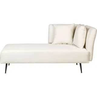 BELIANI Chaiselongue Cremeweiß Stoffbezug Rechtsseitig mit Kissen Armlehne Metallbeine Modern für Wohnzimmer Schlafzimmer Wintergarten Kleine Räume - Weiß, Schwarz