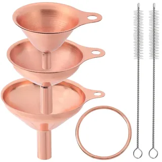 GORGECRAFT 3 Trichter Aus Edelstahl In Roségold Trichterset Aus Metall In Lebensmittelqualität Klein Mittel Groß Mit Reinigungsbürsten Mehrzweck Küchenbehälter Trichter Zum Umfüllen von Flüssigen