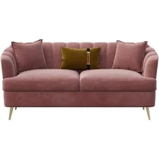 Samt Wohnlandschaft  Relax Sitz Design Couch Lounge Sofas Textil Sofa 3 Sitzer - Rosa