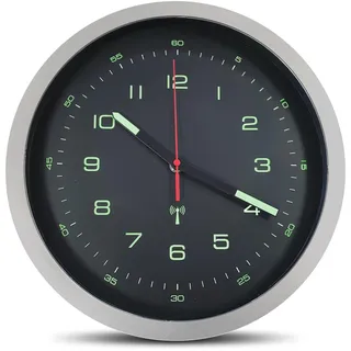 FISHTEC Design Wanduhr - Phosphoreszierend, Doppeltes Display, Funkuhr, Große Ziffern, Leicht ablesbar, Tachometer Aussehen, Geeignet für Küche, Schlafzimmer Wohnzimmer, Büro - ø 30 cm