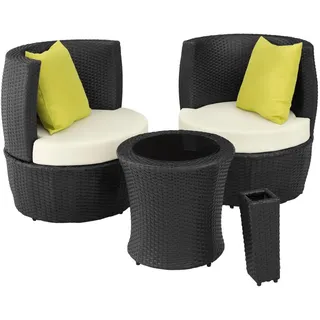 tectake Rattan Sitzgruppe Nizza,stapelbar,schwarz , Schwarz , Kunststoff , Rechteckig , Gartenmöbel, Gartengarnituren, Gartenmöbel-Sets