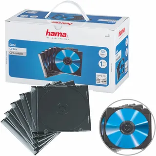 Hama CD-Leerhülle Slim, 50er-Pack, transparent-schwarz