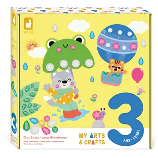 Janod - My Arts & Crafts – Ab 3 Jahren - Große Strasssteine - 4 Bilder - Kreativset für Kinder - Förderung der Feinmotorik und Konzentration – J09145