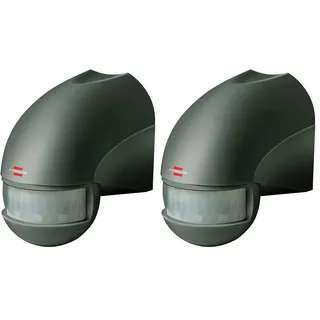 Brennenstuhl Bewegungsmelder Infrarot/Bewegungssensor für Außen und Innen - IP44 (180° Erfassungswinkel und 12m Reichweite) anthrazit (Packung mit 2)