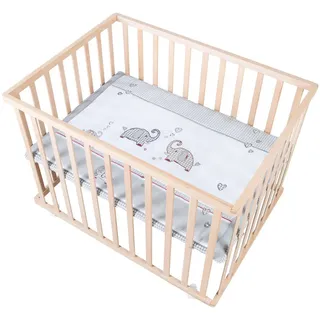 Roba Laufgitter 100x75, Jumbo twins grau , Naturfarben , Holzwerkstoff , Tiere , Rechteckig , 73x72x98.5 cm , Babymöbel & Kindermöbel, Babyzimmer, Laufgitter
