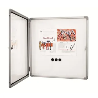 magnetoplan 1215100 Schaukasten SP, 6 x A4 für Innenbereich, weiß/aluminium/grau