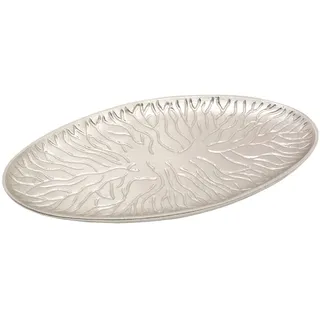 NKlaus Kerzenteller oval silber, für Kerzen 18x9cm Messing Teller, 1 Stück