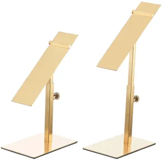 sourcing map Schuh Anzeige Stand 2 Pack Einstellbar Höhe Hohe Ferse Schuh Steigrohre Metall Schuh Rack Halter für Haus Einzelhandel Lieferungen, Gold